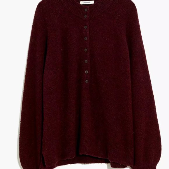 NWT Madewell Pembury Henley Mockneck Heathered Burgundy Sweater - Picture 13 of 13